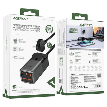 AceFast Fast Charge Power Strip Z3 PD75W GaN (3xUSB-C+2xUSB-A) UK