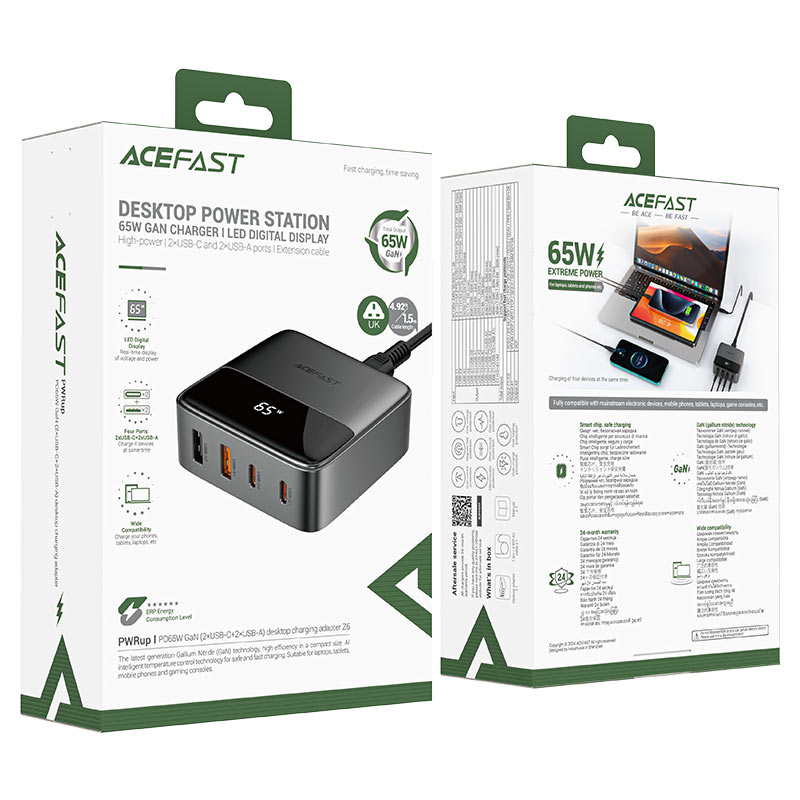 AceFast Desktop Power Station Z6 PD65W GaN (2xUSB-C+2xUSB-A) UK