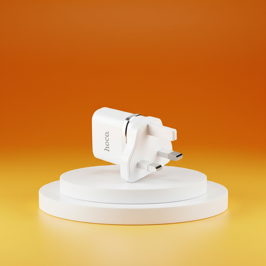 Hoco Wall charger “C12B Smart” UK plug dual USB charging adapter