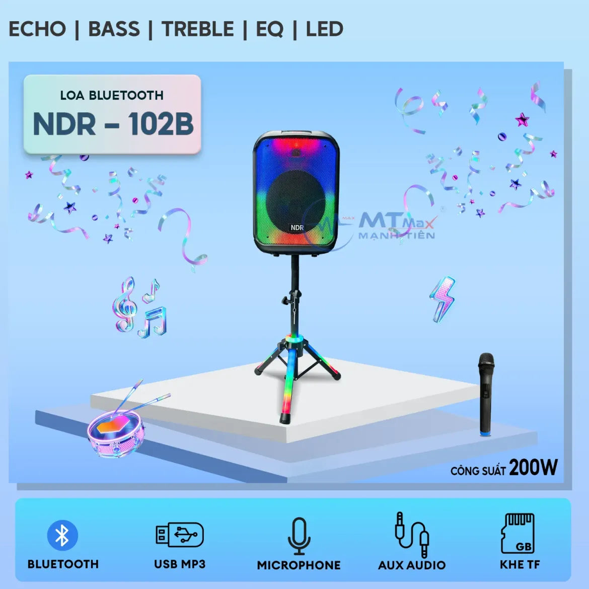 NDR-102B 12 Inch Wireless Bluetooth Speaker