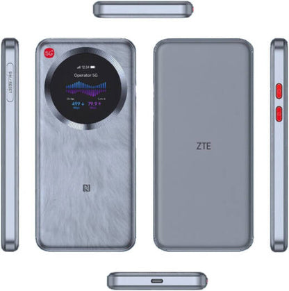 ZTE U30 Pro 5G Portable Wi Fi Router, 1.38″ Touchscreen, 5G NR & LTE Dual Mode, Wi Fi 6 Dual Band, 5000mAh Battery, NFC Quick Connect, USB C, 64GB Storage, Global 5G Hotspot