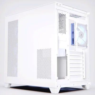 حافظة كمبيوتر Acegeek Horizon | حتى ATX | 7 مراوح RGB مقاس 120 مم مثبتة مسبقًا | دعامة مشعاع مقاس 360 مم | زجاج مقسّى مزدوج الجانب - أبيض