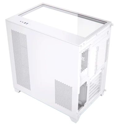 حافظة كمبيوتر Acegeek Horizon | حتى ATX | 7 مراوح RGB مقاس 120 مم مثبتة مسبقًا | دعامة مشعاع مقاس 360 مم | زجاج مقسّى مزدوج الجانب - أبيض