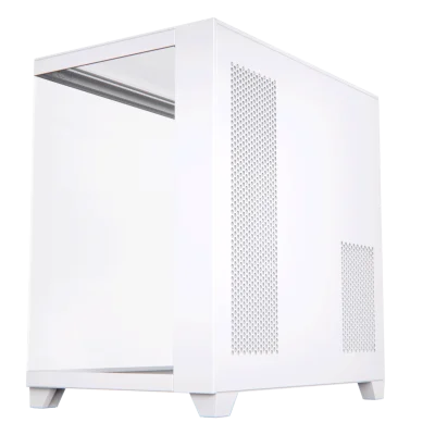 حافظة كمبيوتر Acegeek Horizon | حتى ATX | 7 مراوح RGB مقاس 120 مم مثبتة مسبقًا | دعامة مشعاع مقاس 360 مم | زجاج مقسّى مزدوج الجانب - أبيض