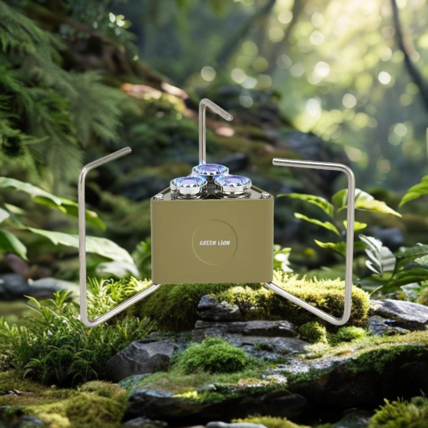 Green Lion 3-Burner Foldable Camping Stove - Khaki