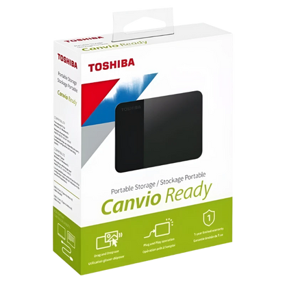 محرك أقراص صلبة خارجي محمول من Toshiba Canvio Basics بسعة 1 تيرابايت ومنفذ USB 3.2 Gen1