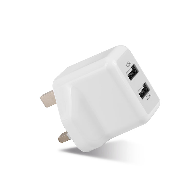 شاحن حائط من Hoco “UH205” بمقبس بريطاني ومحول شحن USB مزدوج